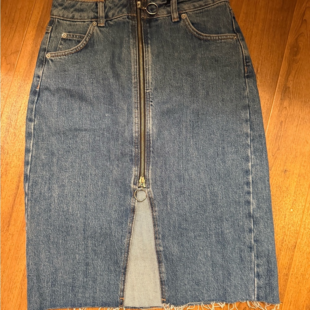 Topshop Moto Blue Denim Skirt